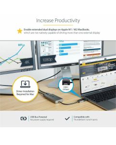 USB to Dual HDMI Adapter 4K30Hz + 1080p