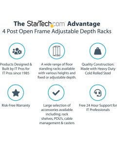 12U Adjustable Depth 4 Post Server Rack