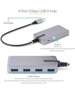 4-Port USB Hub 5Gbps Bus Powered