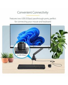 Slim Single Monitor Arm with USB Ports