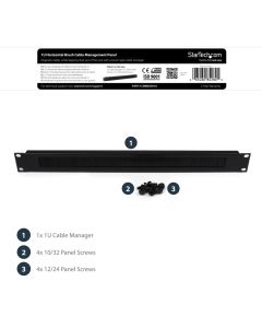 1U Brush Strip - Rack Cable Management