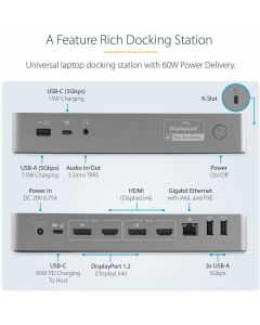 DOCK USB-C & USB 3.0 - DUAL 4K - 60W PD