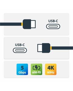 3 ft USB C to USB C Cable - M/M - 5Gbps.