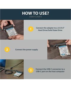 USB C SATA Adapter for 2.5/3.5in SSD/HDD