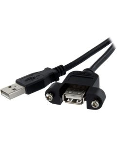 1 ft Panel Mount USB Cable A to A - F/M